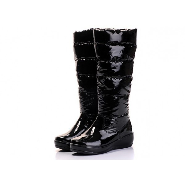 Moncler Moda pelle verniciata Simple nero caldo Stivaletti uscita